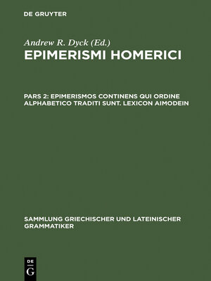 cover image of Epimerismos continens qui ordine alphabetico traditi sunt. Lexicon Aimodein